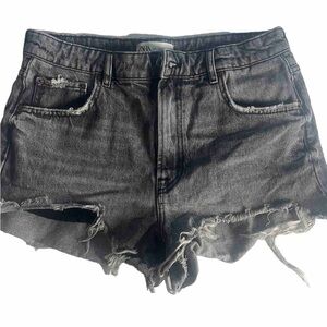 Zara Gray Distressed Jean Shorts